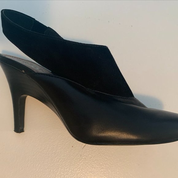 Vince Camuto Black Leather Sling Back Pumps - Picture 3 of 6